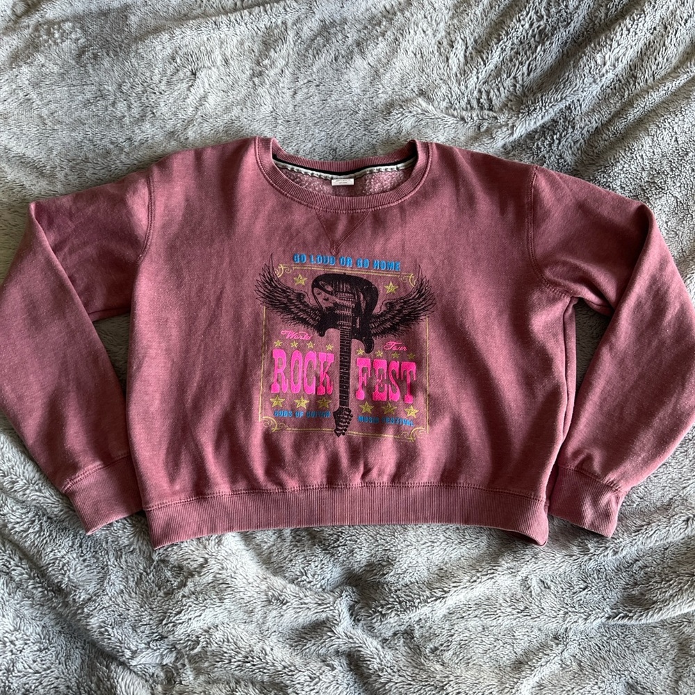 Rock Fest Graphic Crop Top - Dusty Pink